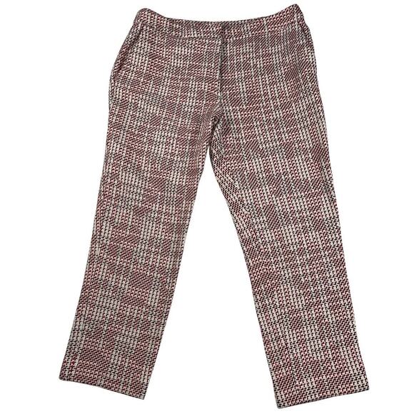 H&M Tweed Jacquard Weave Trouser Pants Red/White/Black Size 12 - Picture 1 of 13